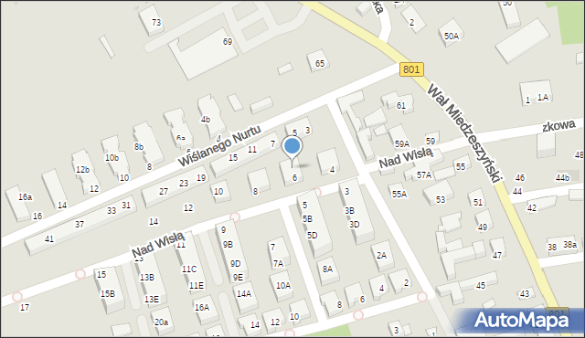 Warszawa, Nad Wisłą, 6a, mapa Warszawy