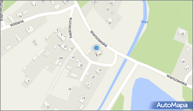 Wilga, Nadrzeczna, 9, mapa Wilga