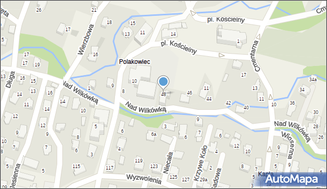 Wilkowice, Nad Wilkówką, 48, mapa Wilkowice