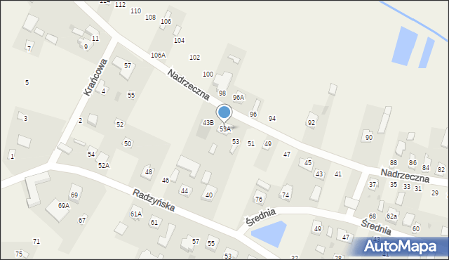 Wohyń, Nadrzeczna, 53A, mapa Wohyń