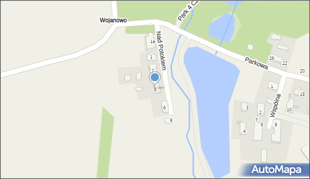 Wojanowo, Nad Potokiem, 4, mapa Wojanowo