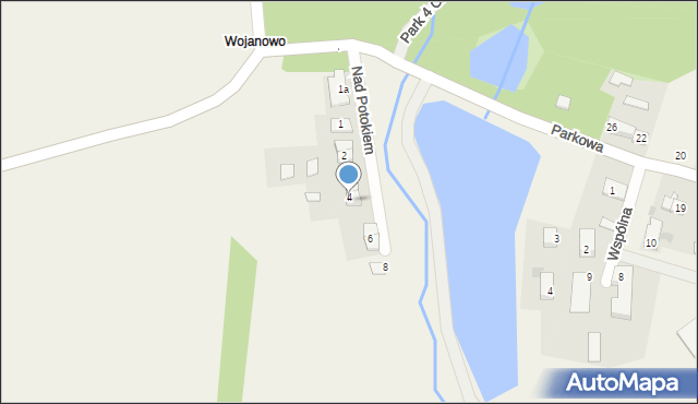 Wojanowo, Nad Potokiem, 5/1, mapa Wojanowo