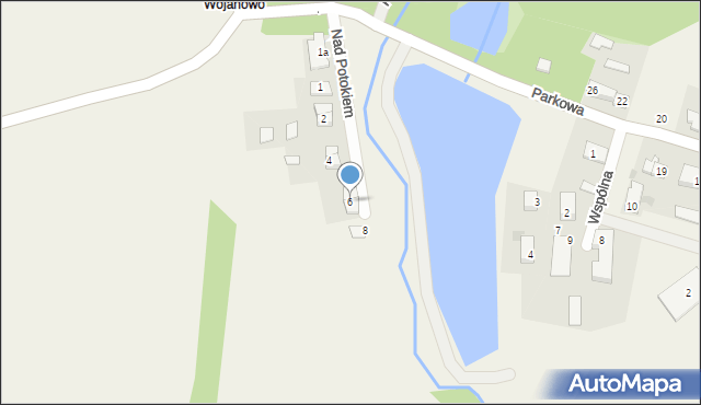 Wojanowo, Nad Potokiem, 6, mapa Wojanowo