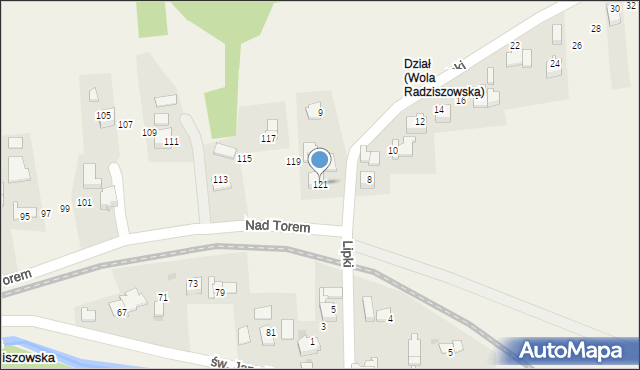 Wola Radziszowska, Nad Torem, 121, mapa Wola Radziszowska
