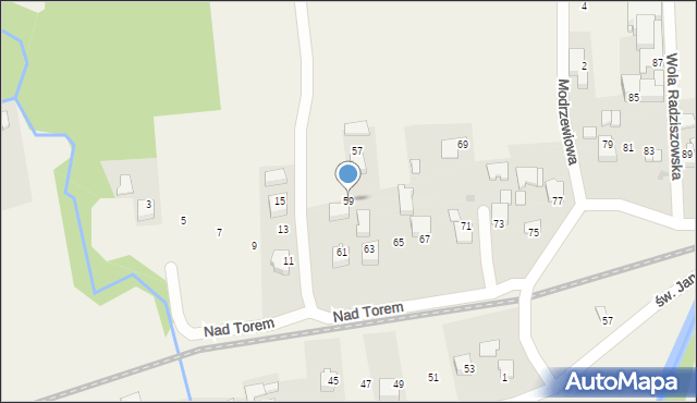 Wola Radziszowska, Nad Torem, 59, mapa Wola Radziszowska