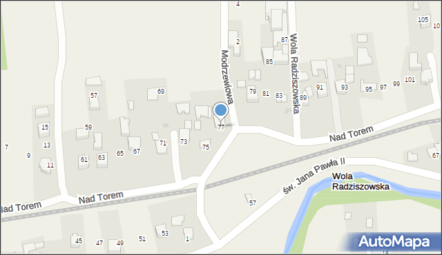 Wola Radziszowska, Nad Torem, 77, mapa Wola Radziszowska