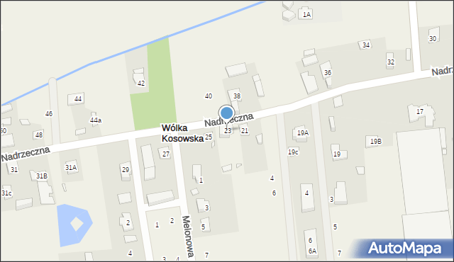 Wólka Kosowska, Nadrzeczna, 23, mapa Wólka Kosowska