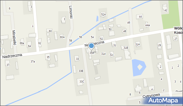 Wólka Kosowska, Nadrzeczna, 33A, mapa Wólka Kosowska