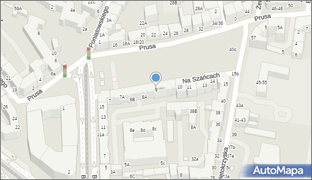Wrocław, Na Szańcach, 9, mapa Wrocławia