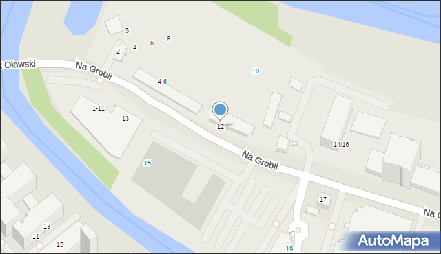 Wrocław, Na Grobli, 12, mapa Wrocławia