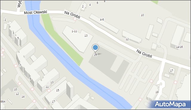 Wrocław, Na Grobli, 15, mapa Wrocławia