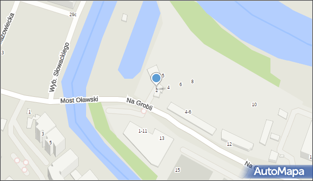 Wrocław, Na Grobli, 2, mapa Wrocławia