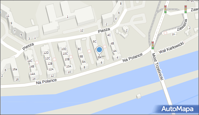 Wrocław, Na Polance, 6A, mapa Wrocławia