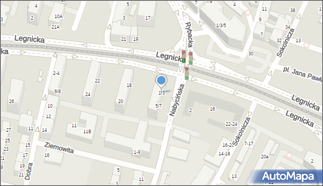 Wrocław, Nabycińska, 1/3, mapa Wrocławia