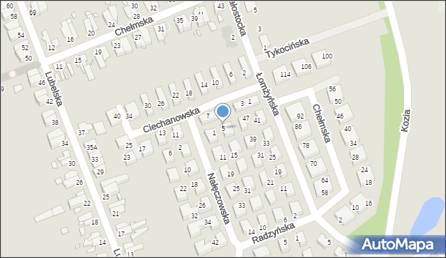 Wrocław, Nałęczowska, 5, mapa Wrocławia