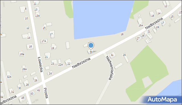 Wronki, Nadbrzeżna, 20, mapa Wronki