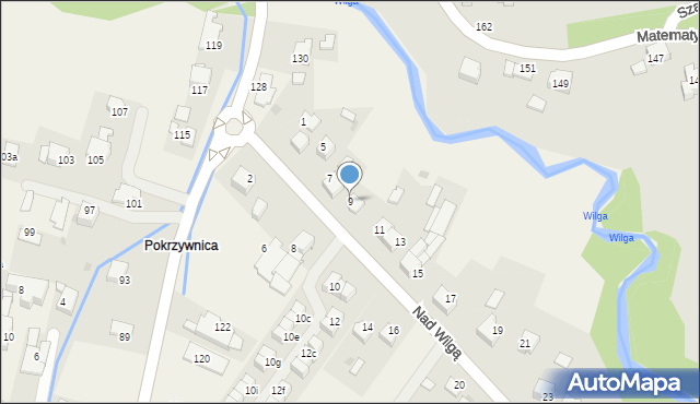 Wrząsowice, Nad Wilgą, 9, mapa Wrząsowice