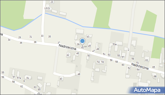 Zaborów Drugi, Nadrzeczna, 41, mapa Zaborów Drugi