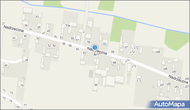 Zaborów Drugi, Nadrzeczna, 64, mapa Zaborów Drugi