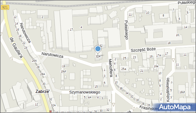 Zabrze, Narutowicza Gabriela, 32A, mapa Zabrza