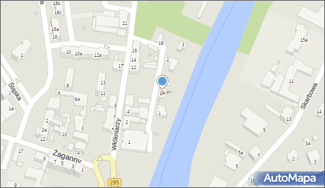 Żagań, Nadbobrze, 1A, mapa Żagań