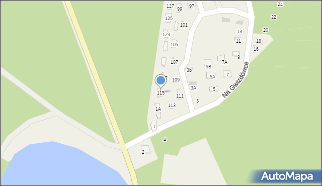 Załakowo, Na Gwizdówce, 115, mapa Załakowo