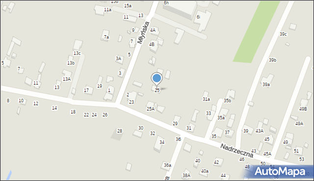 Zamość, Nadrzeczna, 25, mapa Zamościa