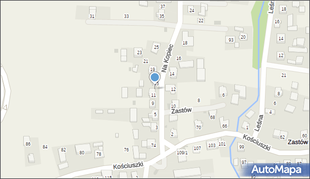 Zastów, Na Kopiec, 13, mapa Zastów