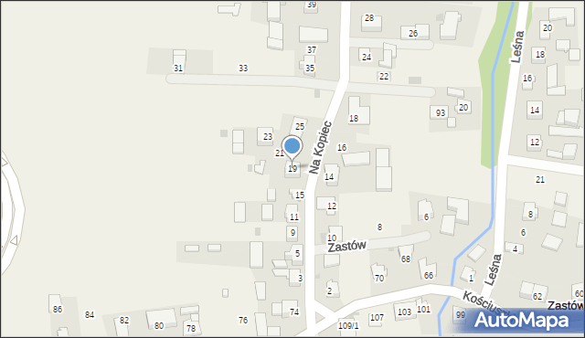 Zastów, Na Kopiec, 19, mapa Zastów