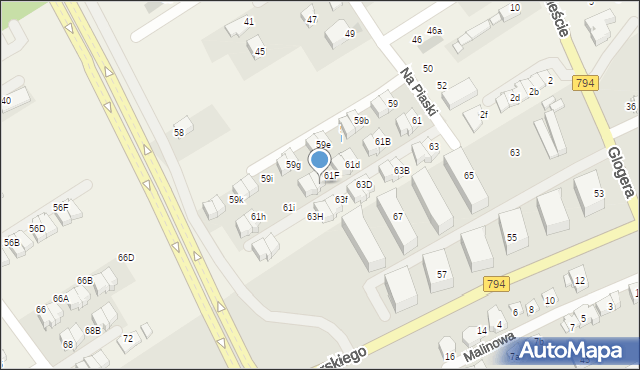 Zielonki, Na Piaski, 61G, mapa Zielonki