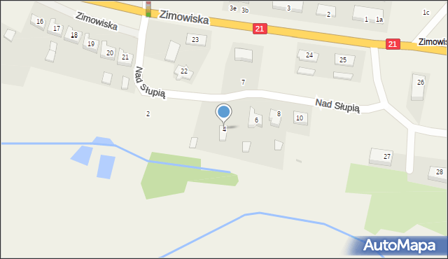 Zimowiska, Nad Słupią, 4, mapa Zimowiska
