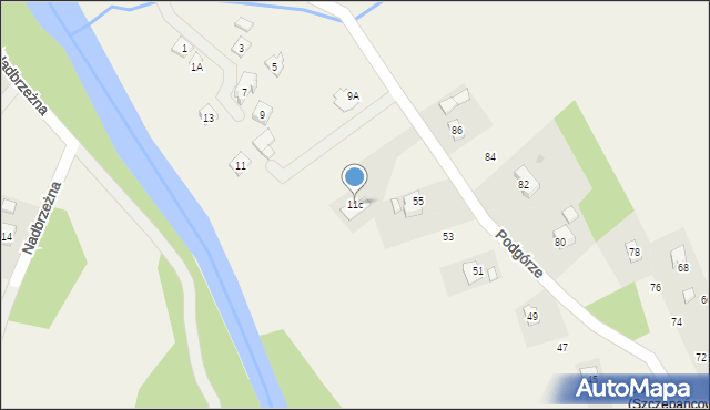 Zręcin, Nadbrzeżna, 11c, mapa Zręcin