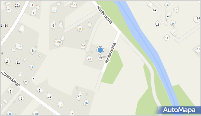 Zręcin, Nadbrzeżna, 14, mapa Zręcin
