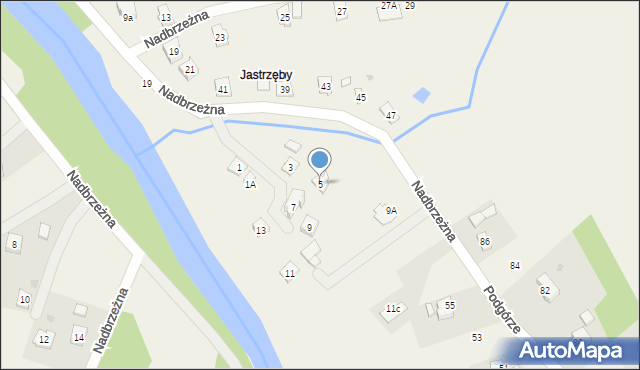 Zręcin, Nadbrzeżna, 5, mapa Zręcin