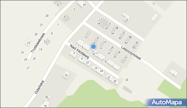 Żukczyn, Nad Kłodawą, 11, mapa Żukczyn