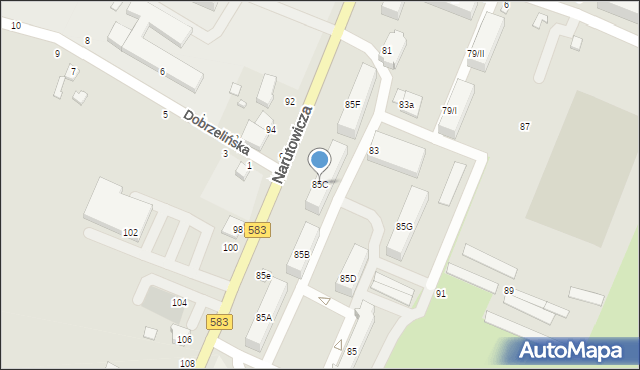 Żychlin, Narutowicza Gabriela, 85C, mapa Żychlin