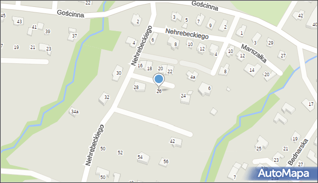Bielsko-Biała, Nehrebeckiego Władysława, 26, mapa Bielsko-Białej