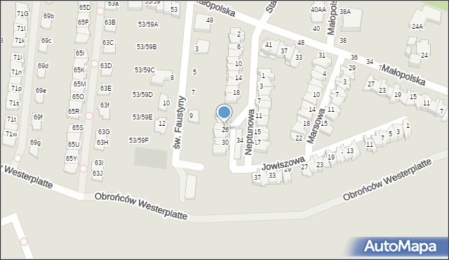 Częstochowa, Neptunowa, 26, mapa Częstochowy