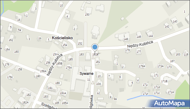 Kościelisko, Nędzy-Kubińca, 181a, mapa Kościelisko