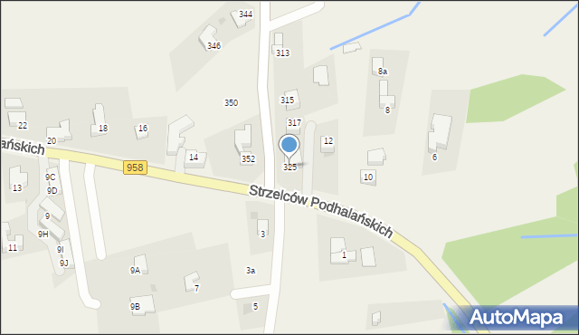 Kościelisko, Nędzy-Kubińca, 325, mapa Kościelisko