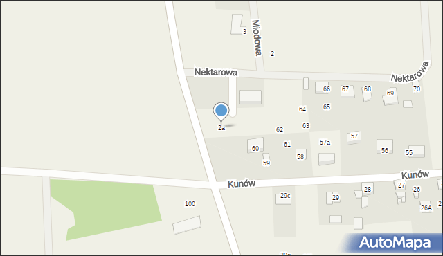 Kunów, Nektarowa, 2a, mapa Kunów