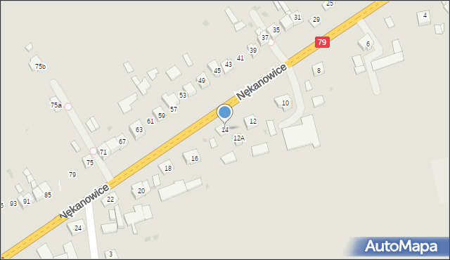 Nowe Brzesko, Nękanowice, 14, mapa Nowe Brzesko