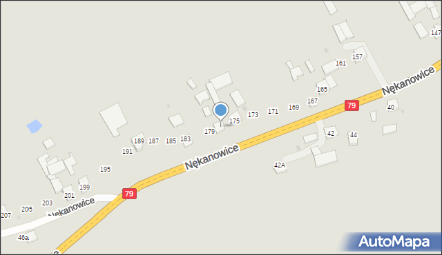 Nowe Brzesko, Nękanowice, 177, mapa Nowe Brzesko