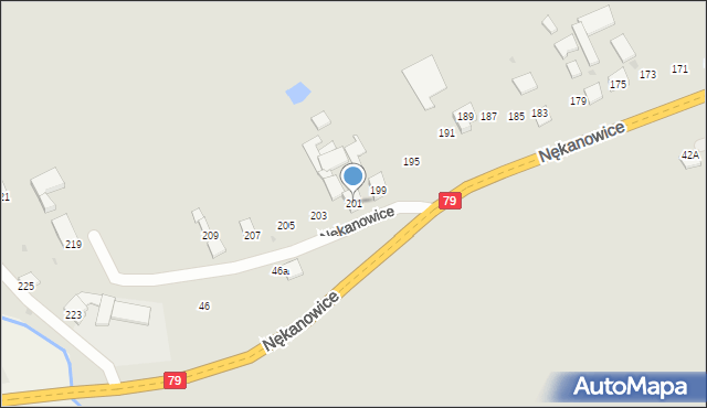 Nowe Brzesko, Nękanowice, 201, mapa Nowe Brzesko