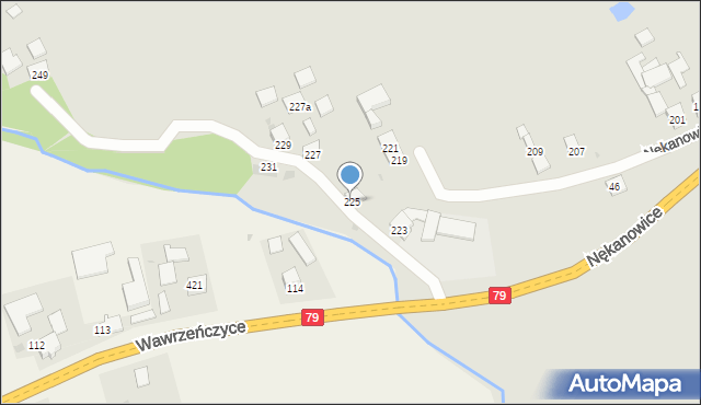 Nowe Brzesko, Nękanowice, 225, mapa Nowe Brzesko