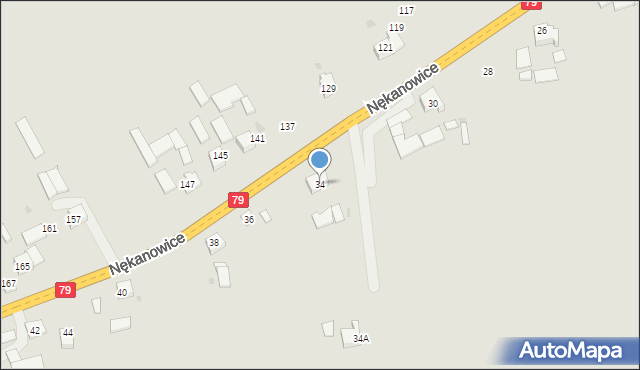 Nowe Brzesko, Nękanowice, 34, mapa Nowe Brzesko