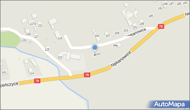 Nowe Brzesko, Nękanowice, 46, mapa Nowe Brzesko