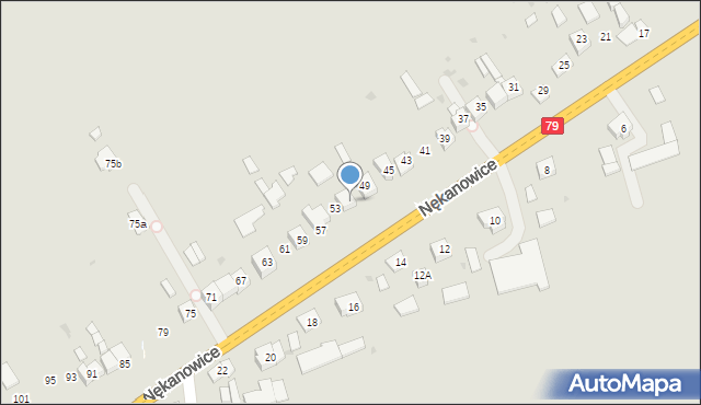 Nowe Brzesko, Nękanowice, 51, mapa Nowe Brzesko