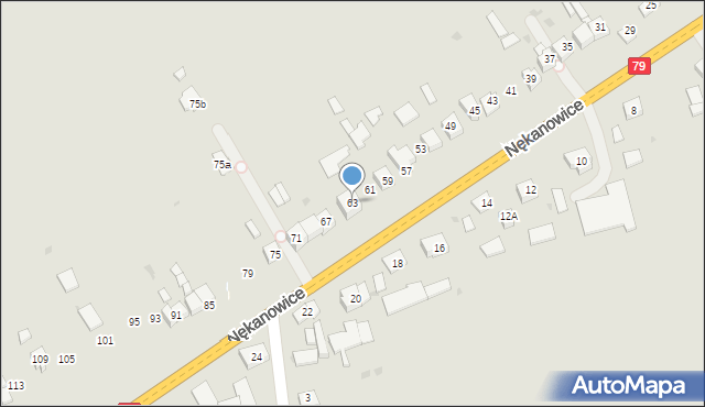 Nowe Brzesko, Nękanowice, 63, mapa Nowe Brzesko