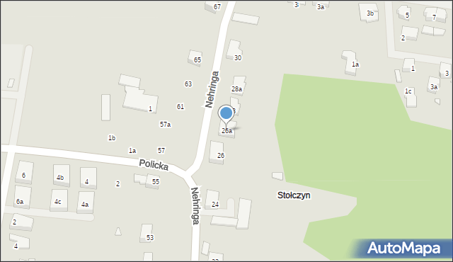 Szczecin, Nehringa Władysława, 26a, mapa Szczecina